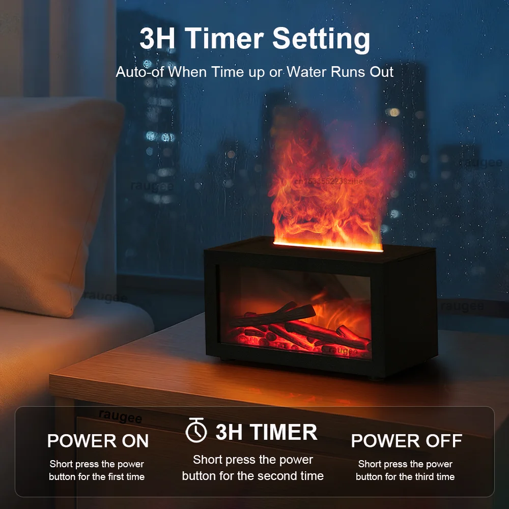 Realistic Flame Fireplace Humidifier & Aroma Diffuser